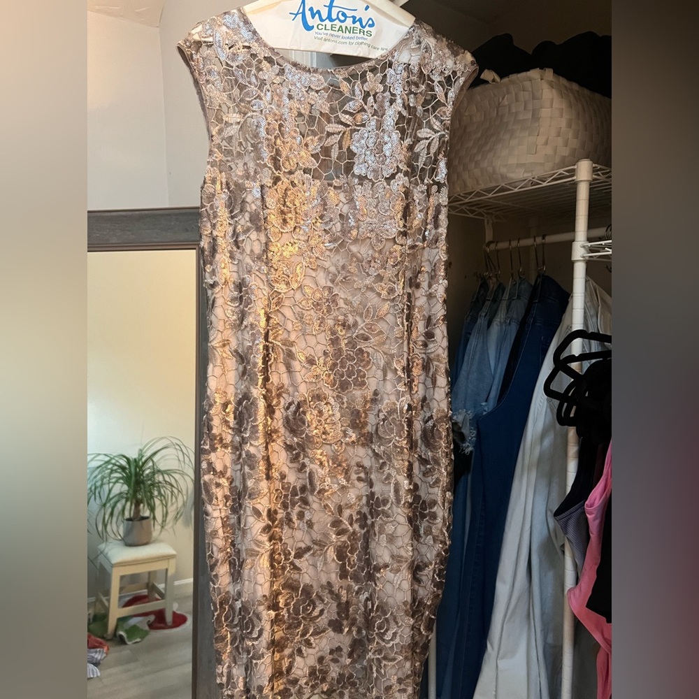 Adrianna Papell Lace Overlay Midi Dress